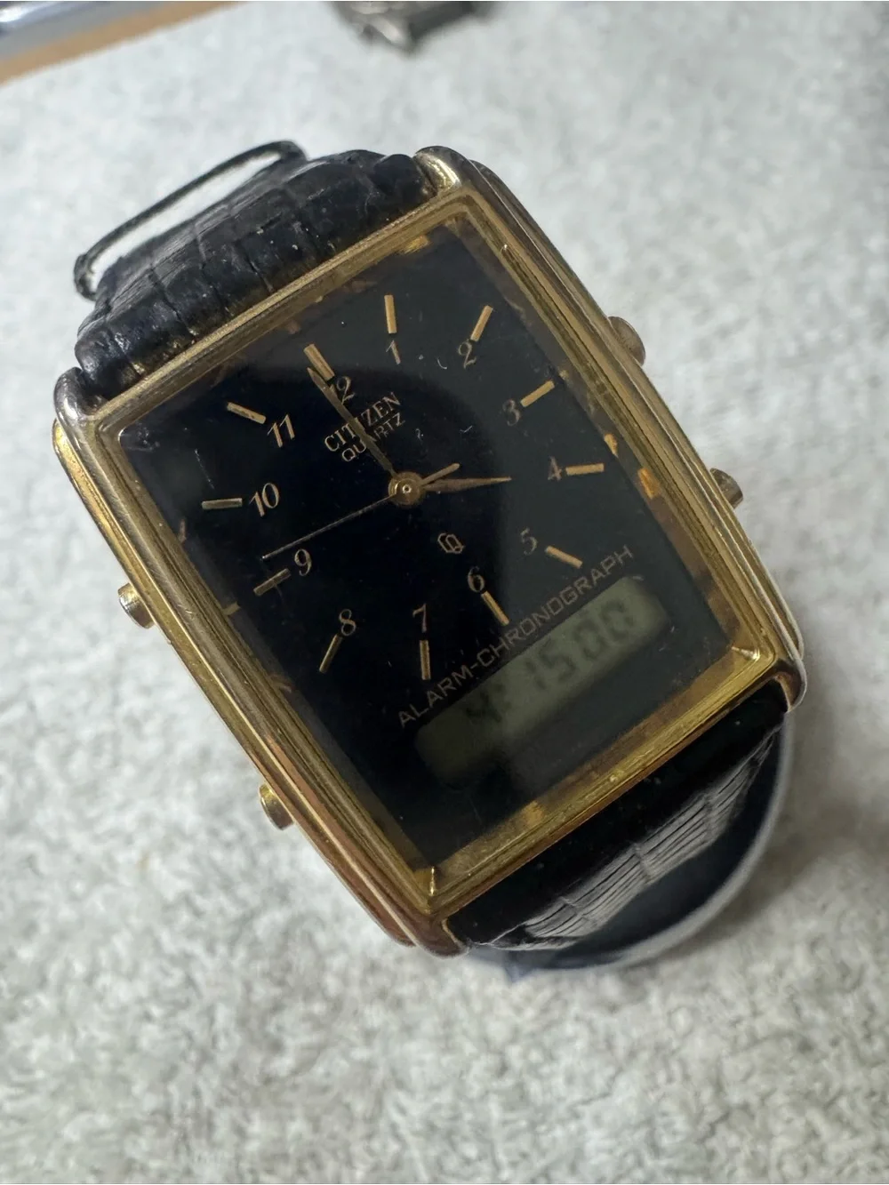 Citizen Gold-Tone Case Black Dial Alarm Chronograph Watch